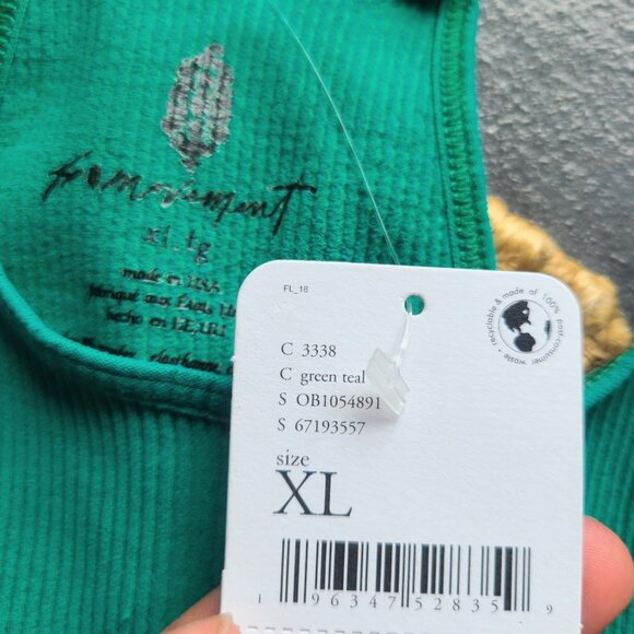 FP Movement by Free People Ribbed Cropped Run Active Brami Tank in Green Teal XL - Picture 5 of 6